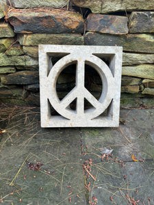 Peace Sign Breeze Block - Decorative concrete block for Wall Construction for passive cooling or as a single Garden Accent piece - Free Shipping