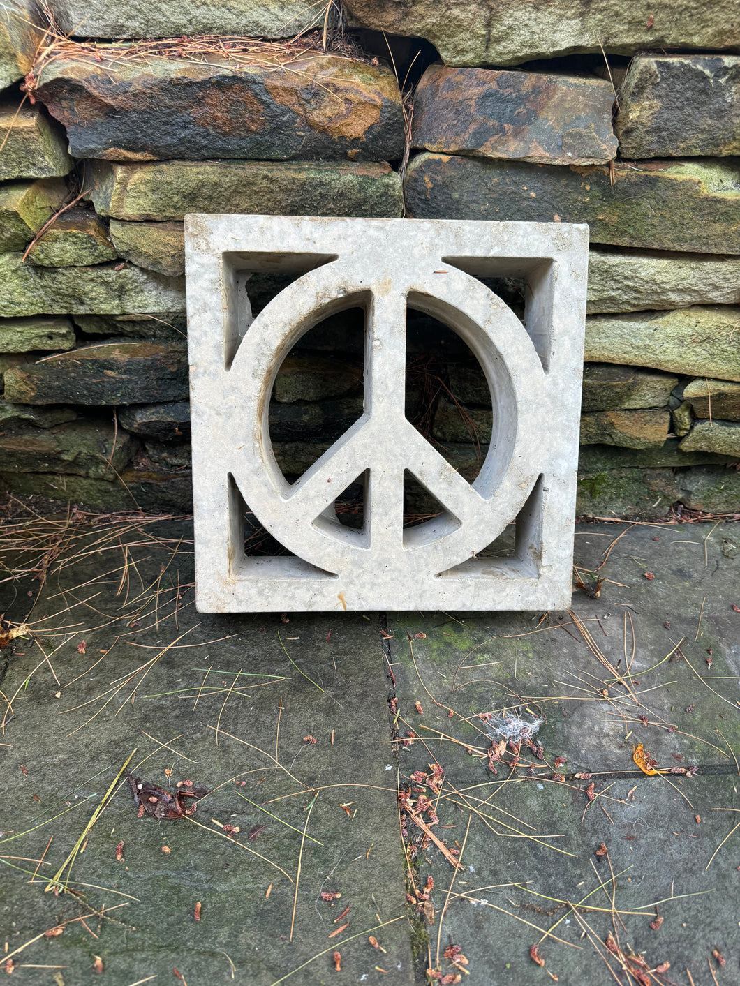 Peace Sign Breeze Block - Decorative concrete block for Wall Construction for passive cooling or as a single Garden Accent piece - Free Shipping
