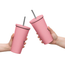 Insulated tumbler with a straw